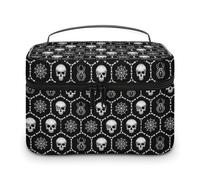 Trousse de Maquillage de Voyage pour Hommes et Femmes, Motif tête de Mort Blanche, avec Compartiments, poignée, pour fête de Mariage, Grande capacité, étanche, pour Soins de la Peau, Produits de toi