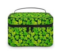Trousse de Maquillage de Voyage pour Hommes et Femmes, Motif trèfle Vert, avec Compartiments, poignée, pour fête de Mariage, Grande capacité, étanche, pour Soins de la Peau, Produits de Toilette, ma