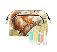 Trousse de maquillage de voyage pour peinture d'un écureuil assis sur une branche d'arbre - Grande capacité - Pour femme, multicolore, Taille unique, Décontracté