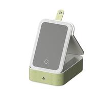 Trousse de maquillage de voyage pratique avec éclairage LED intégré et boîte de rangement à bijoux design robuste pour les déplacements, Vert - S