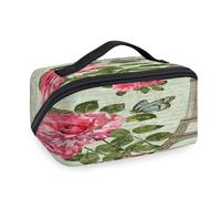 Trousse de maquillage de voyage rétro Paris pour femmes, hommes, filles, garçons, trousse de toilette portable pour cartes postales de Paris, trousse de toilette, organisateur d'articles de toilette