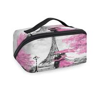 Trousse de maquillage de voyage romantique avec tour Eiffel de Paris pour femmes, hommes, filles, garçons, trousse de toilette, trousse de toilette portable, organisateur d'articles de toilette