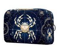 Trousse de maquillage de voyage, signe du zodiaque cancer, scorpion, trousse de maquillage pour femme, sac à main pour accessoires de toilette, multicolore, 18.5x7.5x13cm/7.3x3x5.1in, Art Déco