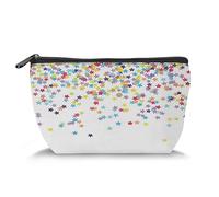 Trousse de maquillage de voyage sur le thème de la tête de mort, chat squelette avec griffonnage floral, trousse de toilette pour femme, noir et bleu (trépézoïde), Bleu Violet_4, Taille unique,