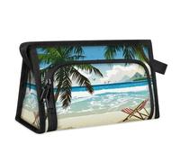 Trousse de maquillage de voyage sur le thème des océans pour femmes, hommes, enfants, filles, garçons, palmiers, océans, trousse de toilette, trousse de toilette, trousse de douche, organisateur,