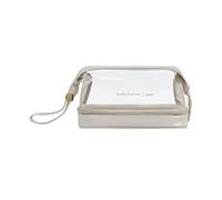 Trousse de maquillage de voyage transparente à double couche pour femmes et filles, beige, as the pic show