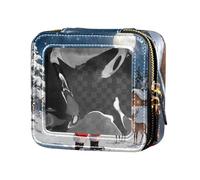 Trousse de maquillage de voyage transparente avec fermeture éclair Motif Père Noël, élan, flocon de neige