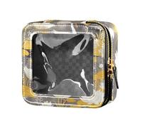 Trousse de maquillage de voyage transparente avec fermeture éclair pour les voyages et les nénuphars blancs, canards, feuilles jaunes, nénuphars blancs canards feuilles jaunes, 1 size