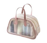 Trousse de maquillage de voyage transparente facile à nettoyer avec compartiments séparés, Doux Rose Large Si, Taille unique
