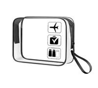 Trousse de maquillage de voyage transparente pour homme et femme - Pochette de toilette transparente avec poignée - En plastique étanche - Pour la sécurité des aéroports, la plage, les vacances
