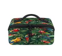 Trousse de maquillage de voyage tropicale en forme d'ara - Portable et étanche - Trousse de toilette ouverte plate - Pour homme et femme