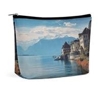 Trousse de Maquillage de Voyage, Trousse de Maquillage à Main avec imprimé du lac Léman en Suisse, Trousse de Maquillage Simple, Trousse de Maquillage pour Sac à Main