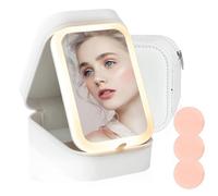 Trousse de Maquillage de Voyage,Trousse de Maquillage de Voyage avec Miroir Illuminé Trousse de Maquillage avec 3 Modes d'Illumination Organisateur de Cosmétique Miroir Lumineux à Gradation(Blanc)