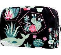 Trousse De Maquillage De Voyage, Trousse De Maquillage, Pochette, Sac À Main Avec Fermeture Éclair ? Fleurs Succulentes, Pots De Fleurs Tropicaux