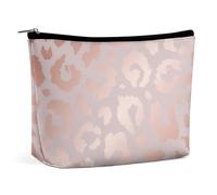 Trousse de maquillage de voyage, trousse de maquillage portable en peau de guépard, animal sauvage, rose, or rose, imprimé léopard, trousse de maquillage de grande capacité en cuir PU, trousse de toil