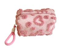 Trousse de maquillage de voyage, trousse de toilette en peluche motif cœur, organisateur de pinceaux de maquillage de grande capacité, rangement pour les trajets quotidiens, les voyages de week-end