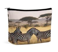 Trousse de Maquillage de Voyage, Trousse de Toilette Portable à Motif de zèbre des prairies d'Afrique, Grande capacité, Pochette à Fermeture éclair, Trousse de Maquillage, Trousse de Toilette étanche