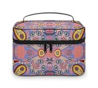 Trousse de Maquillage de Voyage Vintage à imprimé Floral Rose Bandana pour Femmes, Organiseur avec Compartiments à poignées Souples, Trousse de Toilette de Grande capacité pour Hommes, Trousse de ma