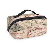 Trousse de maquillage de voyage vintage sur le thème de la France Paris pour femmes, hommes, filles, garçons, trousse de toilette, trousse de toilette portable, organisateur de produits de toilette