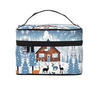 Trousse de maquillage de voyage Winter Fawn, indispensable pour les amateurs de voyage en plein air, a une structure interne simple, noire, taille unique