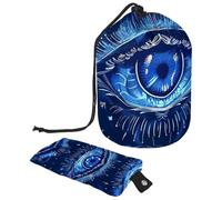 Trousse de maquillage de voyage - Yeux bleus de Dieu - Portable et pliable - Multifonctionnel - Organiseur rond, Art Yeux bleus de Dieu, 9.9x6.9in/25.2x17.6cm;6x3.5in/15.2x8.8cm, Élégant
