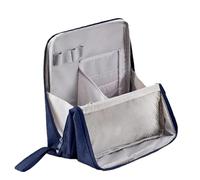 Trousse de maquillage debout, organiseur cosmétique portable de grande capacité et orientation verticale - Récipient de voyage pour shampooing, après-shampoing, crème solaire, bleu marine, Voir