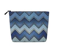 Trousse de maquillage - Derniers rayons du soleil sur les vagues de la mer - Imprimé faux chanvre - Organiseur de toilette de voyage pour plusieurs utilisations - Rangement quotidien, Dégradé bleu