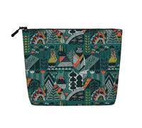 Trousse de maquillage - Derniers rayons du soleil sur les vagues de la mer - Imprimé faux chanvre - Organiseur de toilette de voyage pour plusieurs utilisations - Rangement quotidien, Animaux verts