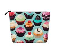 Trousse de maquillage - Derniers rayons du soleil sur les vagues de la mer - Imprimé faux chanvre - Organiseur de toilette de voyage pour plusieurs utilisations - Rangement quotidien, Cupcakes colorés