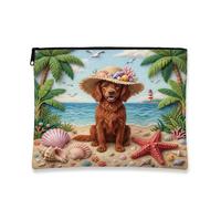 Trousse de maquillage d'été pour femme, motif chien Setter irlandais, 17,8 x 22,9 cm, sac à main de voyage, sac à maquillage pour femme, trousse de toilette tropicale portable en toile avec fermeture