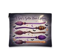 Trousse de maquillage d'Halloween avec citation drôle de sorcière en forme | Witchy Esthetic, Trousse à cosmétiques, thème horizon nocturne, collection de balais décoratifs, organisation de voyage