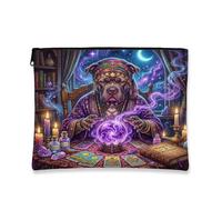 Trousse de maquillage d'Halloween avec motif chien pitbull 17,8 x 22,9 cm pour sac à main de voyage, motif tarot effrayant pour femme, organiseur portable effrayant en toile avec fermeture éclair