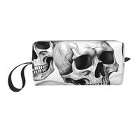 Trousse de maquillage d'Halloween en forme de crâne résistante à l'eau pour femmes et hommes, pochette de rangement pour cosmétiques jour des morts avec fermeture éclair, petit sac à outils portable