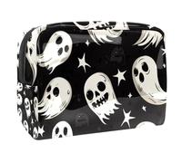 Trousse de maquillage d'Halloween fantômes pour femme, trousse de toilette de voyage, grande pochette de maquillage en PVC pratique avec fermeture éclair, multicolore, 18.5x7.5x13cm/7.3x3x5.1in,