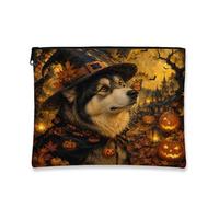 Trousse de maquillage d'Halloween Malamutes de l'Alaska, motif papillons effrayants, pochette de voyage pour femmes et filles, petite toile portable amusante avec fermeture éclair, 17,8 x 22,9 cm