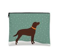 Trousse de maquillage d'hiver pour chien, illustration de laboratoire de chocolat, pochette de voyage pour femme, organiseur portable en toile avec fermeture éclair, cadeau de vacances, trousse de