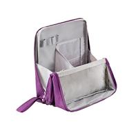 Trousse de maquillage Doresty - Grande capacité - En tissu - Avec compartiments - Portable - Vertical - Rangement pour articles de toilette et papeterie - Portefeuille en liège - Pour femme, violet