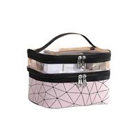 Trousse de Maquillage Double Portable Large Capacity Makeup Bag Korean Version Ringer Travel Multifunctional Toiletry Storage(Lightpink)