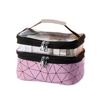 Trousse de Maquillage Double Portable Large Capacity Makeup Bag Korean Version Ringer Travel Multifunctional Toiletry Storage(DarkPink)