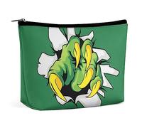 Trousse de Maquillage Dragon Beast Claw en Cuir PU imperméable pour Sac à Main/Trousse de Maquillage/Trousse de Toilette Paw Tore Green Paper Trousse de Maquillage de Voyage Portable pour Femme