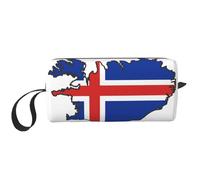 Trousse de maquillage durable avec imprimé carte du drapeau de l'Islande - Cadeau essentiel pour homme et femme, blanc, Taille unique