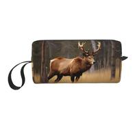 Trousse de maquillage durable avec imprimé cerf, ours et élan, cadeau essentiel pour homme et femme, blanc, Taille unique
