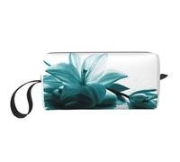 Trousse de maquillage durable avec imprimé lys bleu sarcelle, cadeau essentiel pour homme et femme, blanc, Taille unique