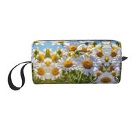 Trousse de maquillage durable avec imprimé marguerite blanche sauvage, cadeau essentiel pour homme et femme, blanc, Taille unique