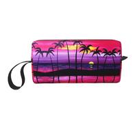 Trousse de maquillage durable avec imprimé palmier tropical, cadeau essentiel pour homme et femme, blanc, Taille unique