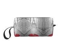 Trousse de maquillage durable avec imprimé parapluie rouge Tour Eiffel Paris Street Cadeau essentiel pour homme et femme, blanc, Taille unique