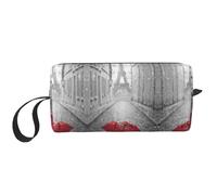 Trousse de maquillage durable avec imprimé parapluie rouge Tour Eiffel Paris Street Cadeau essentiel pour homme et femme, blanc, Taille unique
