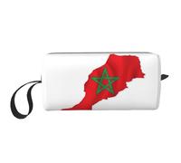 Trousse de maquillage durable avec motif carte du drapeau du Maroc - Cadeau essentiel pour homme et femme, blanc, Taille unique