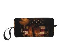 Trousse de maquillage durable avec motif drapeau américain avec bottes de cowboy - Cadeau essentiel pour homme et femme, blanc, Taille unique