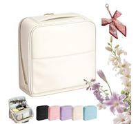 Trousse de maquillage élégante à main séparée - Organiseur de maquillage de voyage en cuir PU de grande capacité avec bande de bagages, séparateurs réglables et sangle de bagage - Étanche, E, Tout